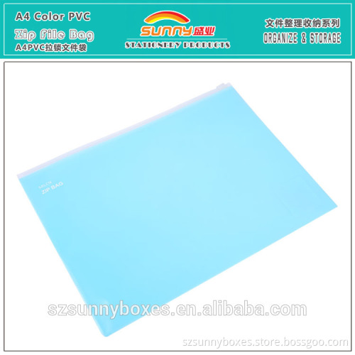 A4 Translucent Colorful PVC/Vinyl Zip Lock Document File Bag